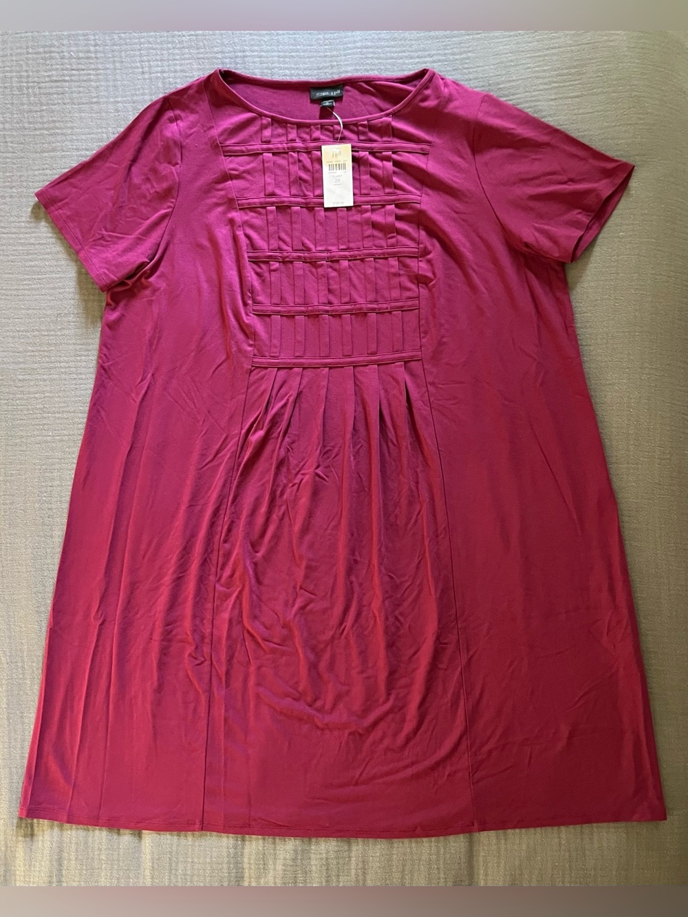 J. Jill Wearever Collection claret rayon/spandex short-sleeve midi dress NWT